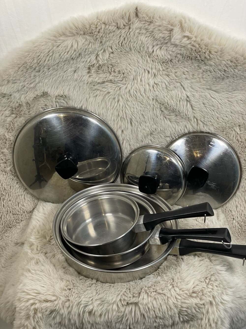 Vintage Fashion Manor J.C. Penney Stainless Steel Pot/Pan Set w/Lids - 6 Piece